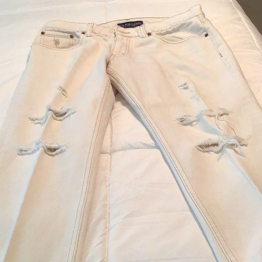 US polo assoc distressed pants in beige